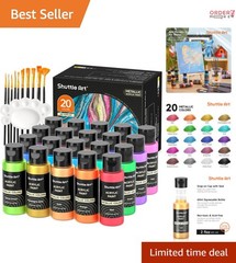 Metallic Acrylic Paint Set 20 Colors non-toxic glossy for crafts canvas