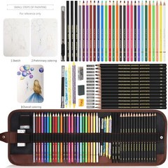 Sketching Drawing Art Pencil Kit-50 Piece Set w/ 24 Color Pencils for Adult Kid