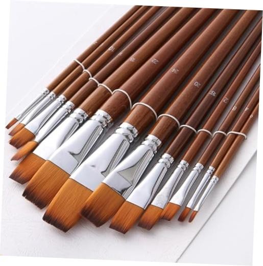 Watercolor Brushes, Paint Brushes 13pcs Long-Handled Flat Paintbrushes Large