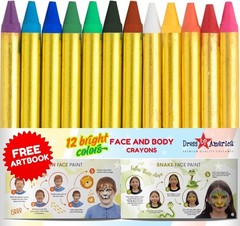 Face Paint Crayons – Non-Toxic Face Painting Kit for Kids and Adults – 12 Fac…
