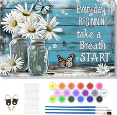 Framed Paint by Numbers Kit Daisy for Adults, Paint by Numbers for Adults Beginn