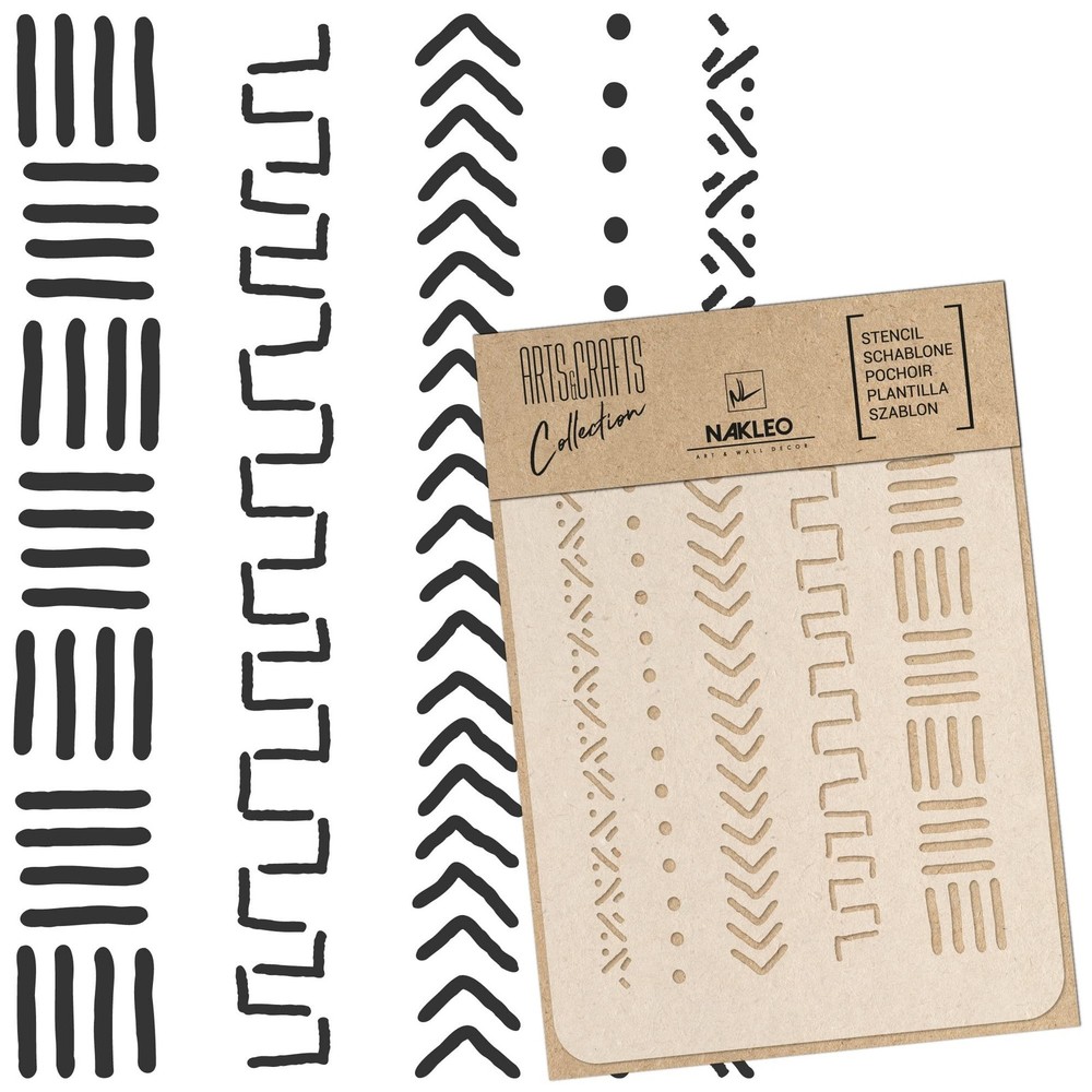 NAKLEO Painting Stencil for Crafts A5 5.9” x 8.3”, Mudcloth African