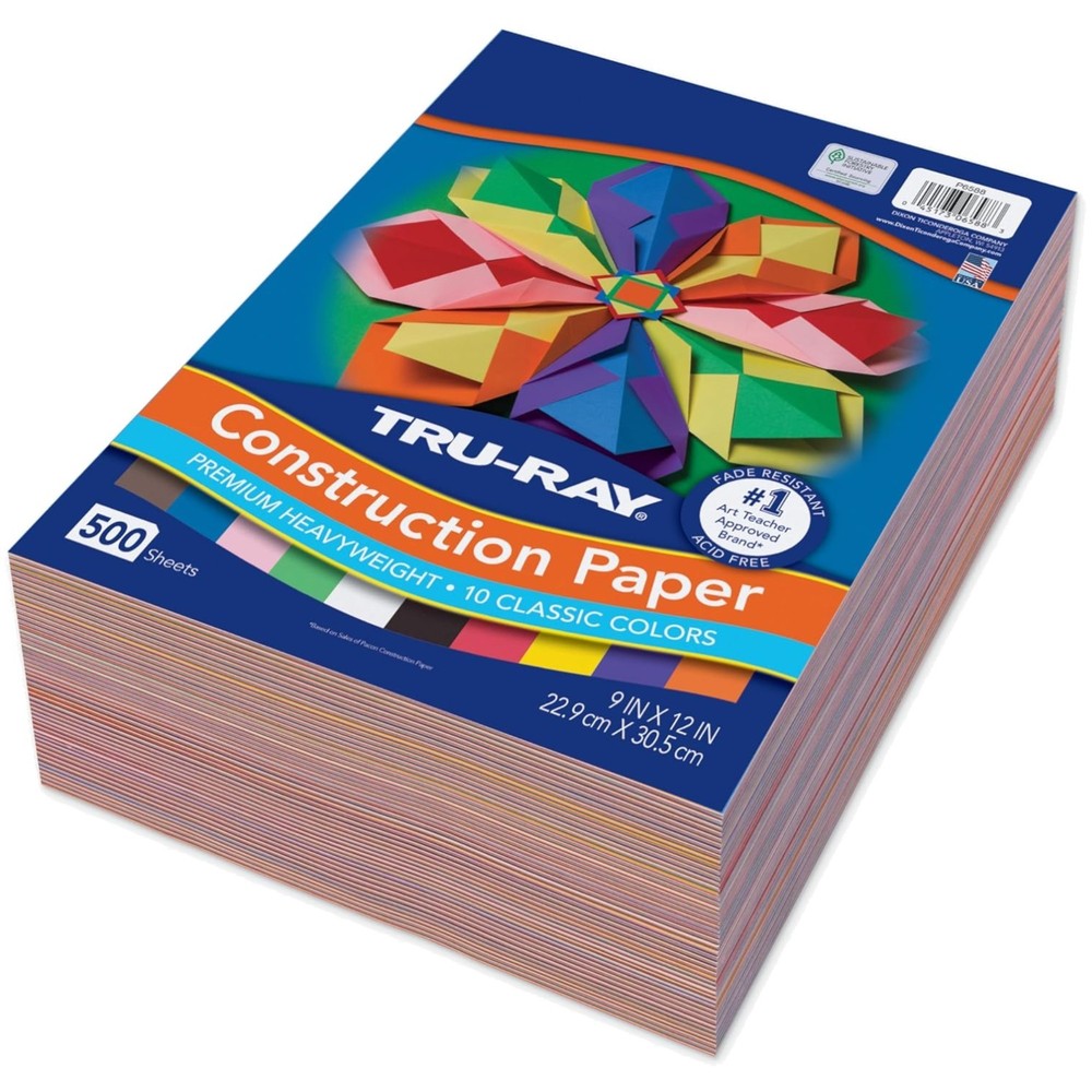 500 Sheets Construction Paper Bulk Assortment
