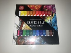 Crafts4All Acrylic Paint Set – 24 Pack of Paints with 3 Art Brushes