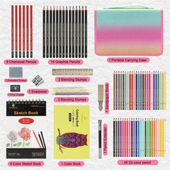 80pcs Drawing Kit Sketching Set Art Sketch Supplies Coloring pencils Kit 48 C…