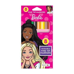 Bendon Barbie Washable Fine Tip Markers, 8 Count