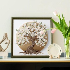 5D Special Shape Diamond Painting Kit Flower Tree Full Drill Art Decor 12×12 In