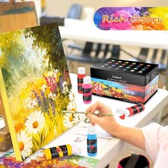 Acrylic Paint Set 24 Colors 12 Brushes for Canvas Crafts DIY Art Projects