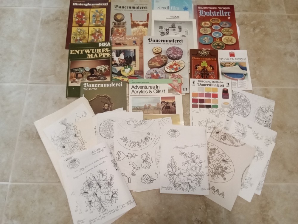 German Folk Art Lot Stencil Folders Booklets Paint Color Charts Bauernmalerei