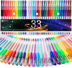 Gel Pens 33 Color Gel Pen Fine Point Colored Pen Set with 40% More Ink for Adult