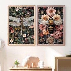Paint by Numbers Kit 12×16 Inch Dragonfly Bee 2 Pack – DIY Home Wall Art Decor