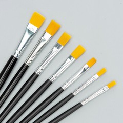Artists Brush Flat Paint Brushes Nylon Hair Making Art Oil Watercolour 4 – 14mm
