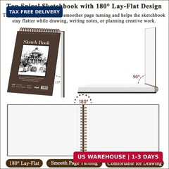 9″ X 12″ Sketch Book, Top Spiral Bound Sketch Pad, 100 Sheets 68Lb/100Gsm Acid-F