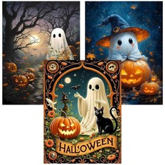 Halloween Diamond Art Kits for Adults, 3 Packs Halloween Diamond Painting Kits.,