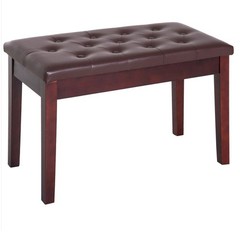 Duet Piano Bench Birchwood & Faux Leather Comfortable Seating for Two Elegant Br
