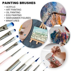 5 PCS Blue Gouache Watercolor Paint Brushes Set For Acrylic Oil Face Body Art