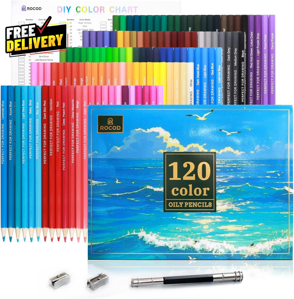 120 Colored Pencils Set Soft Core for Coloring Drawing Sketching with Sharpener…