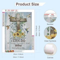 Sanjee Diamond Painting Kits for Adults, 5D DIY Christ 12 x 16 inches, Cross