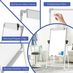 Large Double Sided White Board with Stands, 36″ x 24″ A-Stand Dry Erase Easel…