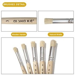 Stencil Brushes Set, 5 Pcs Natural Bristle Wooden Handle Template Brushes for