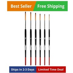 Lettering Quill Brushes, 6 Pcs, Sizes XL, L, M, S, XS, XXS for Sign Painting