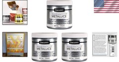 Americana Decor Metallics Paint – Sterling Silver, 3 Pack of 8oz for DIY Crafts