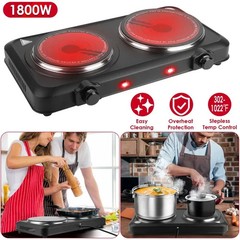 2000W Electric Infrared Dual Burner Portable Heating Hot Plate Stove Countertop