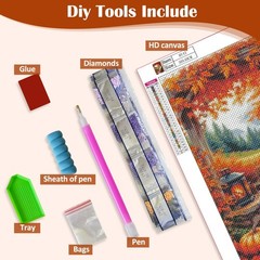 Fall Chair Pumpkin Leaf Diamond Art Painting Kits for Adults, Diamond Painting K