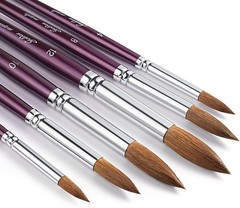 Luxurious Wood Handle Sable Brushes – Round Pointed Tips for Effortless Painting