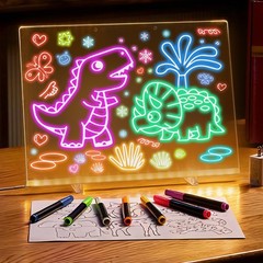 Light Up LED Drawing Board for Kids – 16″ Tracing Pad with 10 Pages & 7 Markers,