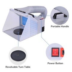 Portable Hobby Airbrush Paint Spray Booth Kit Exhaust Filter LED Light Set Model