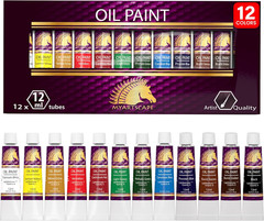 Oil Paint Set, 12 Colors, 12 X 0.4 Fl Oz (12 Ml) Tubes, Lightfast Heavy Body Hig
