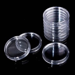100PCS 30mm Silver Gold Coin Cases Capsules Holder Clear Plastic Round Storage