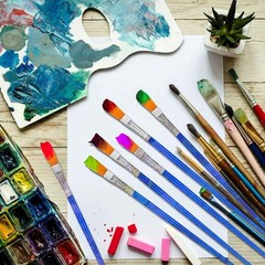 50 Pcs Flat Paint Brushes for Touch Up, Anezus Small 16.5cm x 0.6cm, Blue
