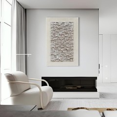 Art Hand Painted White Minimalist Abstract Oil Painting Modern Thick Texture …