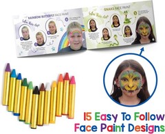 Face Paint Crayons – Non-Toxic Face Painting Kit for Kids and Adults – 12 Fac…