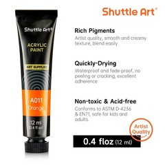 Acrylic Paint Set, 15 x 12ml Tubes Artist Quality Non Toxic Rich Pigments Colors