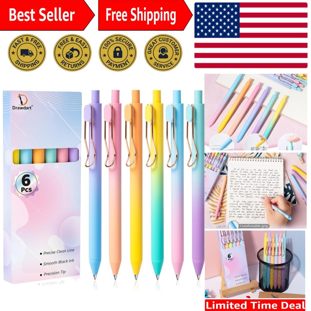 6 Pcs Gradient Color Gel Pens for Effortless Writing & Journaling