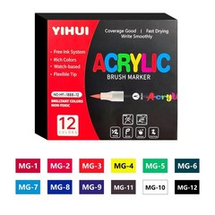 12 24 36 48 60 Colors Acrylic Paint Markers Brush Tip Art Craft Pens