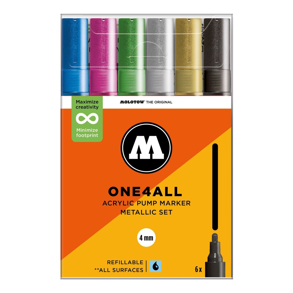 Molotow One4All Acrylic Marker 227HS Metallic Set (6 Markers) – 4mm Tip