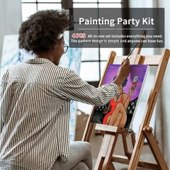 4 Pack Canvas Painting Kit Pre Drawn Canvas for Painting for Adults Party Kit…