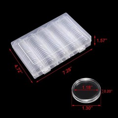 100PCS 30mm Silver Gold Coin Cases Capsules Holder Clear Plastic Round Storage
