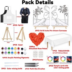 2 Pack Sip and Paint Kit for Adults Couples Painting Kit Pre Drawn Canvas to …