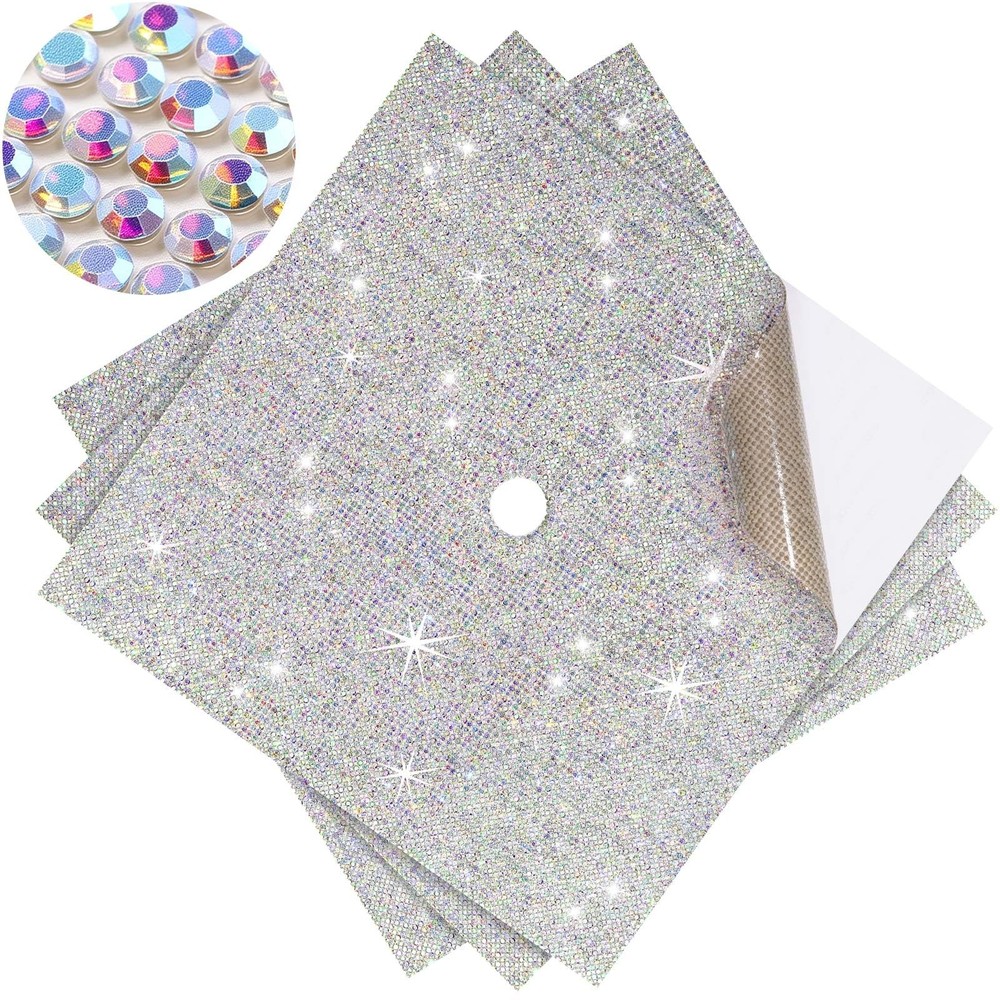 3 Sheet Iridescent Bling Rhinestone Construction Paper Graduation Cap Topper