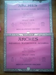 Lot of 2 Arches Aquarelle Watercolor Block 12″x16″ Hot Press Cotton 20 Sheets