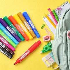 Broad & Fine Tip Markers, 4Pcs Oil-Based Markers Highlighter, Green