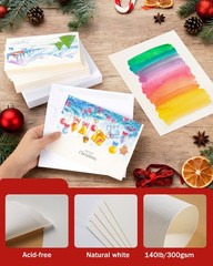Watercolor Cards and Envelopes Set – 50 Folded 5×7 Inch Blank Heavyweight Pap…