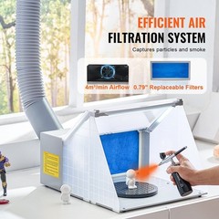Portable Airbrush Paint Booth with 3 LED Lights, Exhaust Fan, Flexible Hose