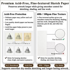 Large 11×14″ Sketchbook – 100 Sheets, 68lb Drawing Paper Pad for Artists