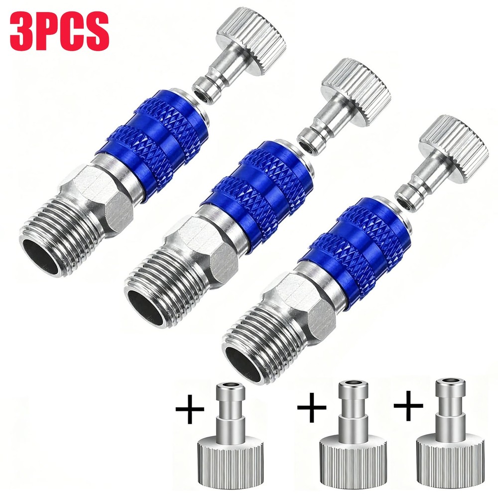 3Pcs 1/8 Air Brush Adapter, Super Sale Quick Connect Fittings, Blue Airbrush